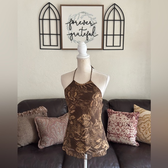 Lauren Ralph Lauren 100% Silk Halter Top Size 4 Boho Hippie Summer Classic - Picture 1 of 9